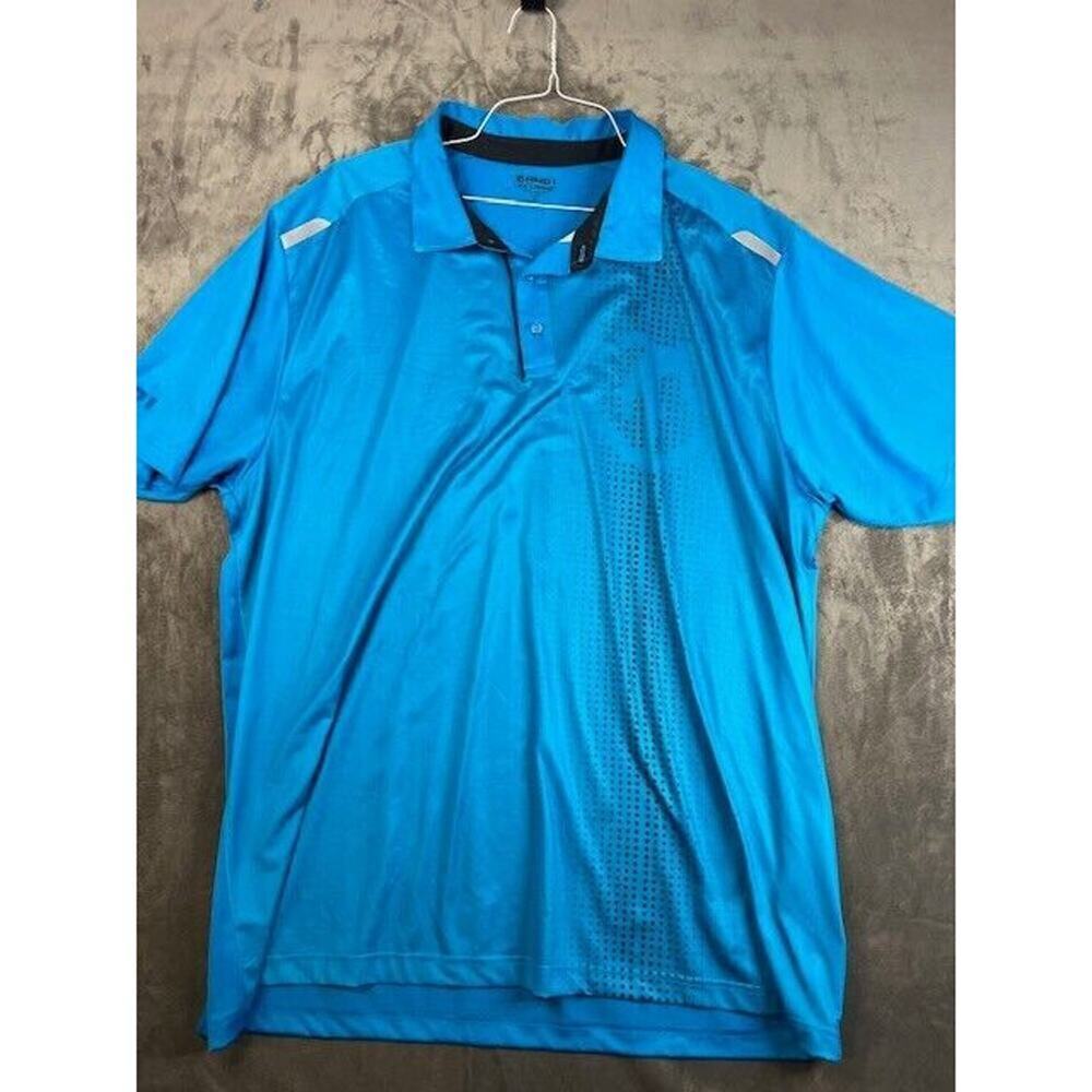 AND1 Mens Basketball Polo Shirt Blue Short Sleeve Graphic Performance Size 2XL‎